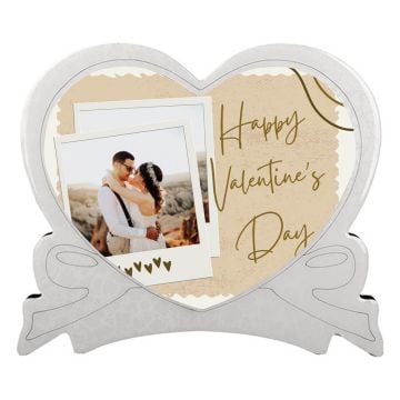 Personalisierte Hochzeitsgeschenke - Personalisierte herzförmiges Fotodisplay aus Holz mit Foto und Design selber online machen