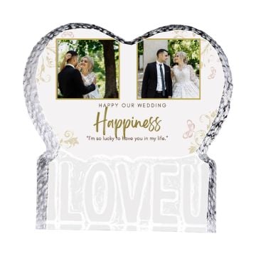 Personalized Wedding Party Gifts - Customized 3D Photo Engraved Crystal Ornament With Photos, Design, Texts, etc.