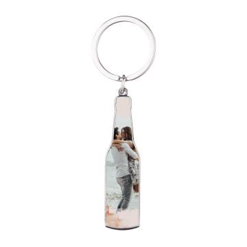 Personalized Wedding Party Gifts - Custom Bottle Shape Beer Opener Keychain With Pictures, Name, Design, etc.