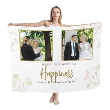 Personalized Wedding Party Gifts - Custom 143 x 202cm (56.3" x 79.5") Beach Towel With Photos, Name, Design, etc.