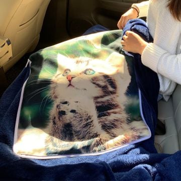 Almohada de manta de franela suave de 35 x 35 cm (13,8" x 13,8") personalizada con foto y letra