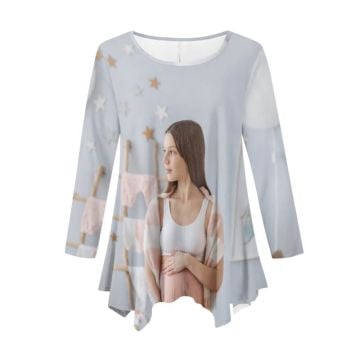 Tops con dobladillo irregular para mujeres personalizados con foto y letra