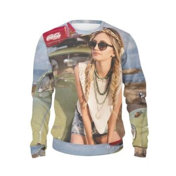 Customized Women's Knit Long Sleeve T-shirt with Photo, Picture and Your Own Design
